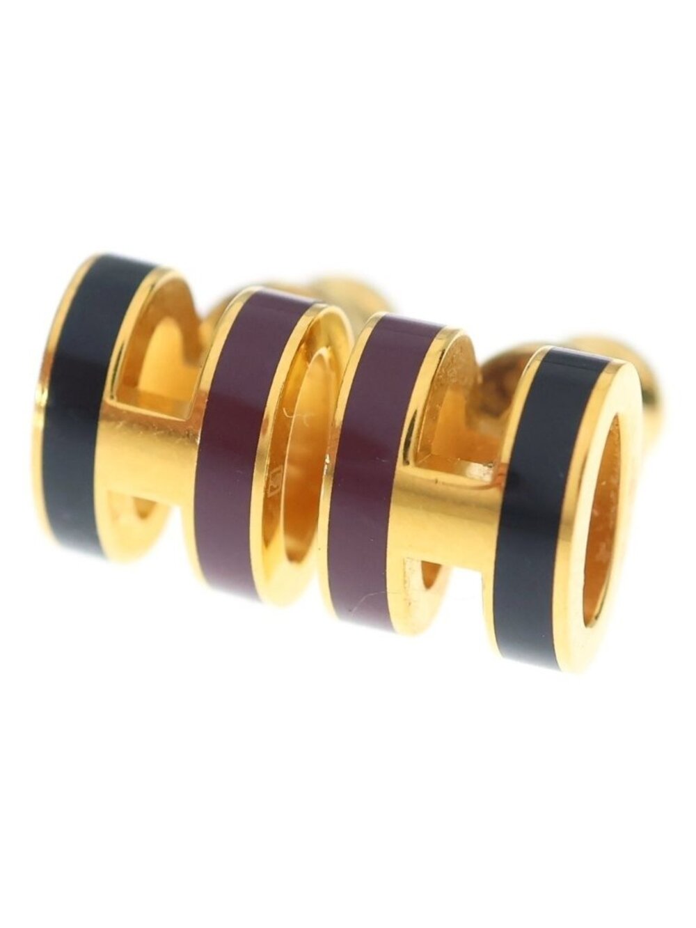 Hermes H Pop Rocabar Galaxy Earrings Brown Black Gold